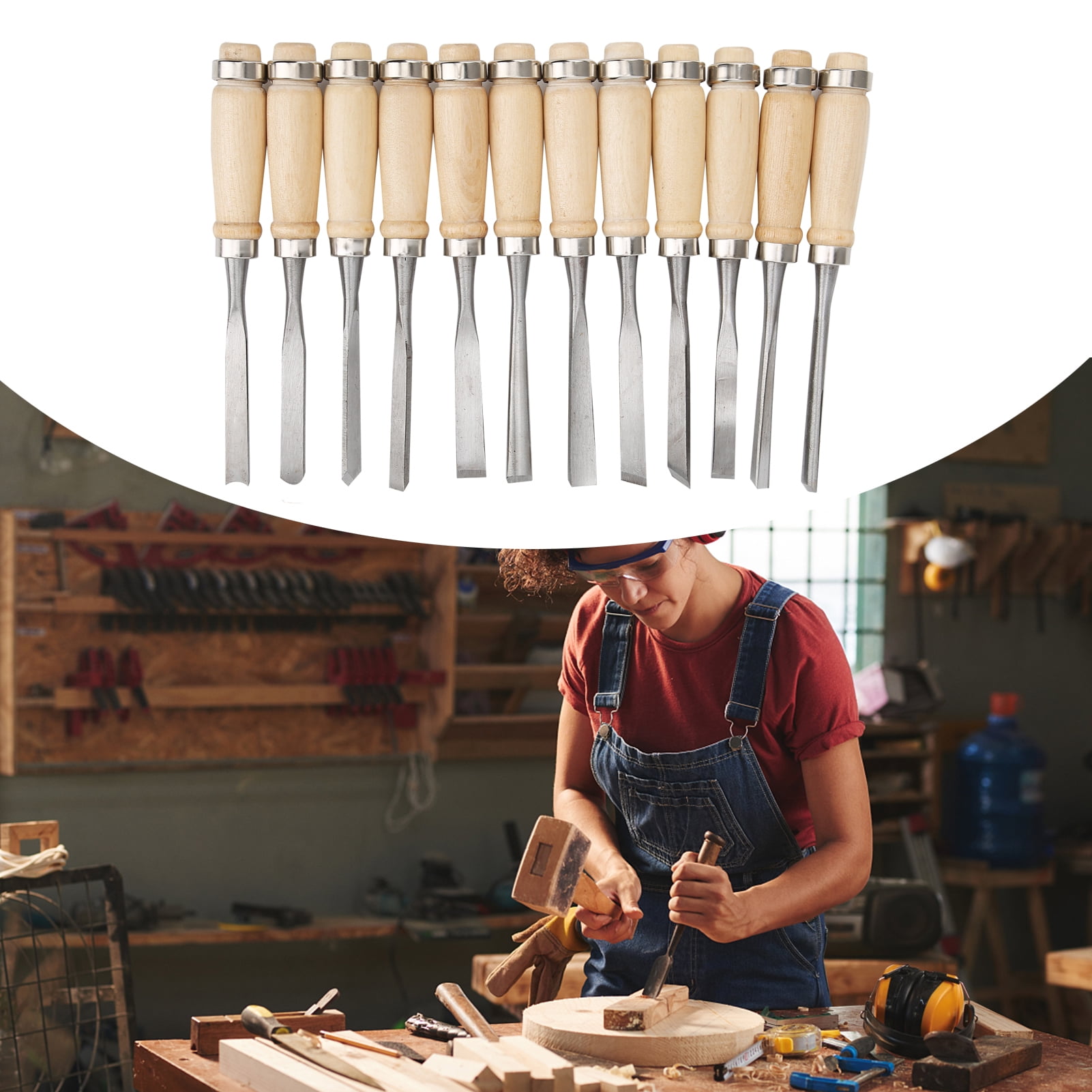 12Pcs Wood Carving Tools Set Engraving Knife Chisels Woodworking Cutter with Box
