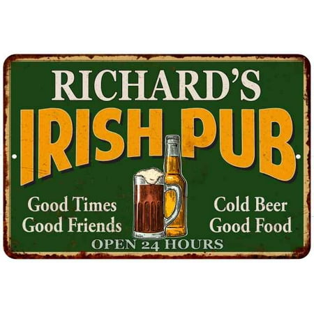 RICHARD'S Irish Pub Personalized Beer Metal Sign Bar Decor 8x12 208120013010