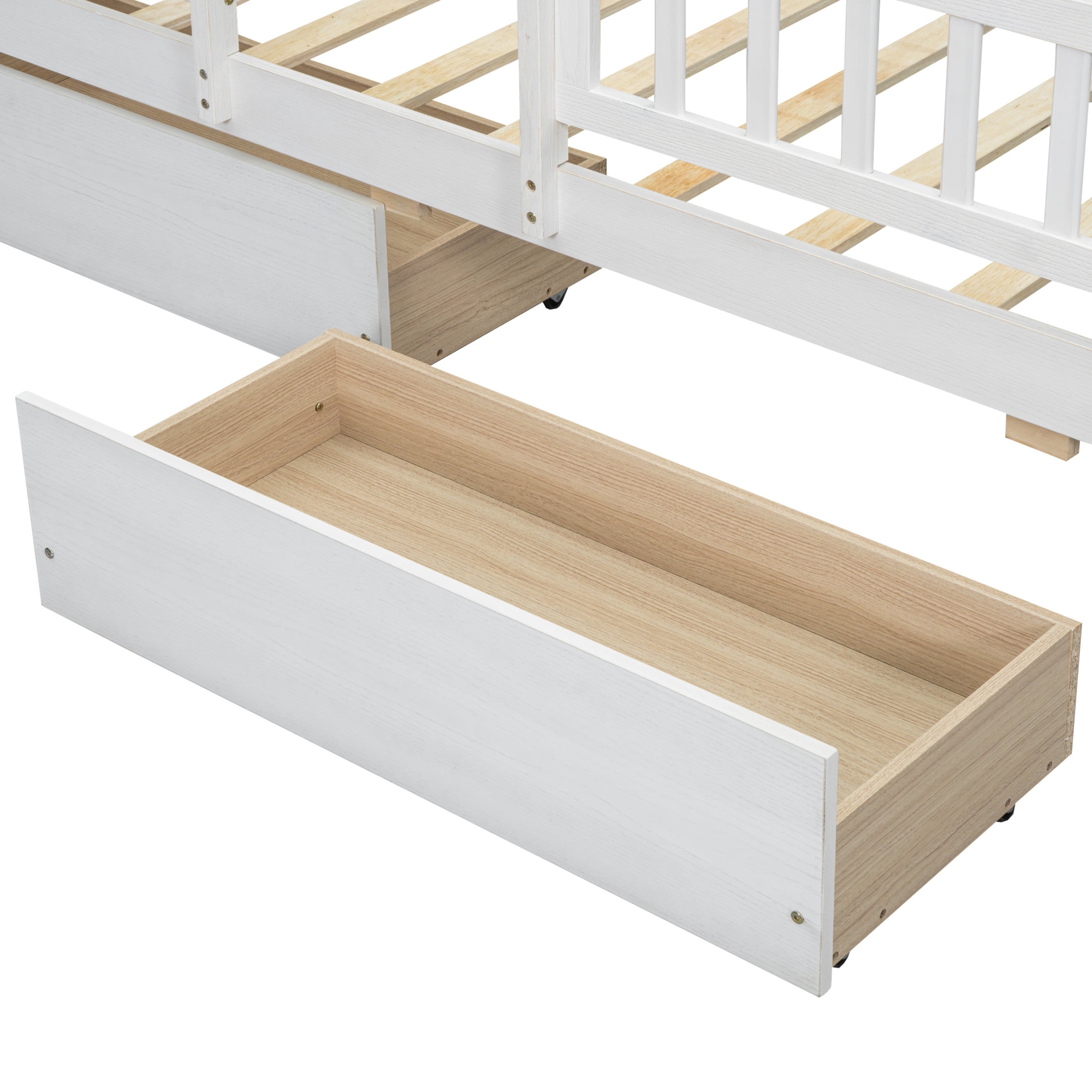 Noble House Twin Multi-functional Platform Bed with LED Lighting, Storage Drawers, and Charging Station, White