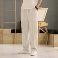 thumbnail image 2 of Men’s Linen Casual Pants Summer Thin Wide Leg Straight Barrel Loose Fit Trousers, 2 of 5