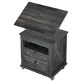 thumbnail image 5 of Resenkos Lift Top Desk Cart, Mobile Rolling Table, Wood Storage Cabinet with Drawers, Adjustable Height Utility Cart, Dark Wood Grain, 5 of 11