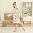 thumbnail image 2 of FORMRS Niños Bathrobe Unisex Hooded Robe Soft Plush Pajamas Sleepwear, Size 10-12T, Birds Sunflowers, 2 of 7
