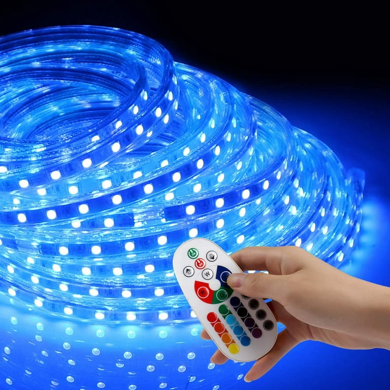 30FT LED Strip Light RGB Multi-color Remote Control Waterproof Rope Light  Flexible Landscape Light for Halloween Christmas Party Holiday Home Decor