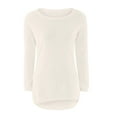 thumbnail image 4 of Lenpel Girls' Fuzzy Fleece Oversized Sweatshirts Long Sleeve Crew Neck Slim Pullover Sweater Tops Plush Tunic Sweatshirts(White,7-8 Years), 4 of 5
