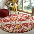 thumbnail image 2 of SAFAVIEH Ikat Coco Southwestern Wool Area Rug, Ivory/Red, 6' x 6' Square, 2 of 9