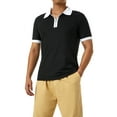 thumbnail image 4 of Men's Short Sleeve Polo Shirts Quarter-Zip Casual Slim Fit Lapel Neck Contrast Color Basic Designed Shirts, 4 of 9