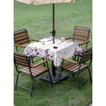 thumbnail image 4 of Outdoor Tablecloth with Umbrella Hole for Patio/Picnic/Party/Camping, Purple Spring Botanical Waterproof Table Cloth Square Cover Washable, Weeping Eucalyptus Butterfly (60"x 60"), 4 of 8