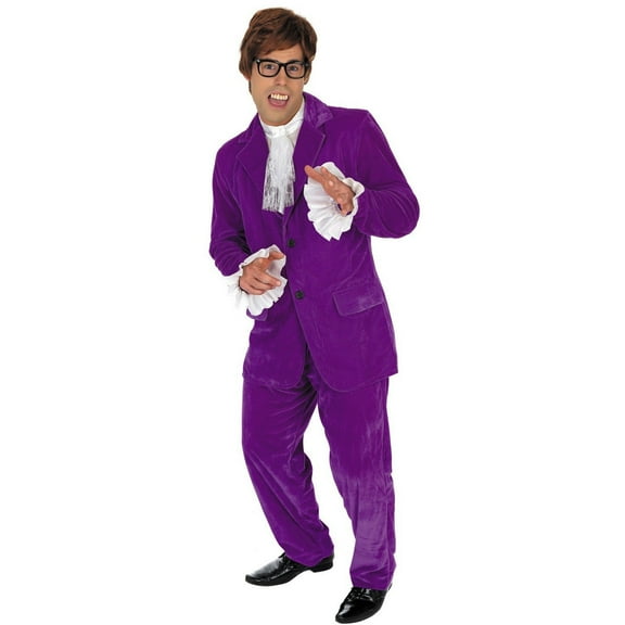 Fun Shack Mens 60s Purple Austin Powers Costume Adult Halloween Costumes Purple M