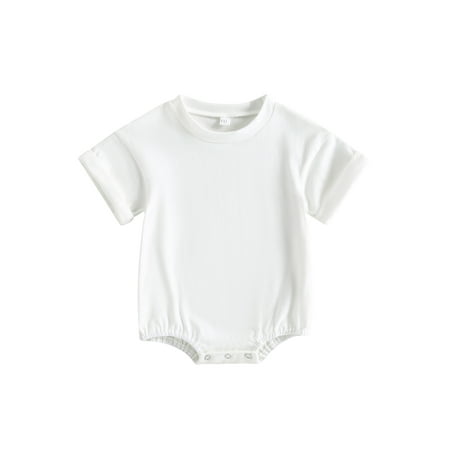 

Infant Baby Boys Girls Summer Cute Romper Short Sleeve Solid Color Jumpsuits Newborn Clothes