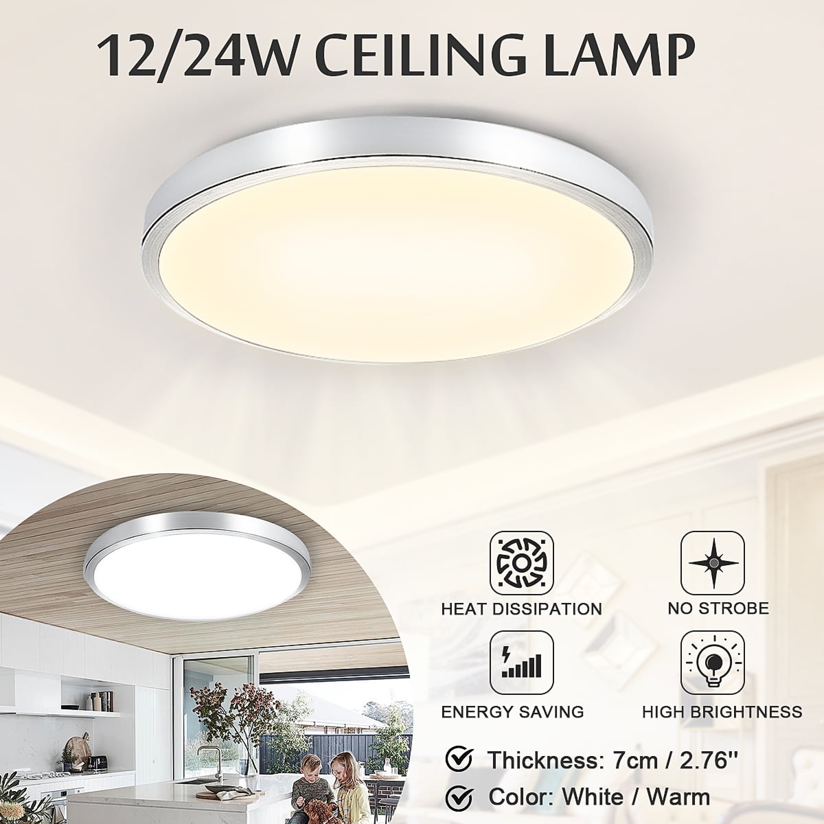 12w Led Flush Mount Ceiling Light Fixtures 11 5 Inch For Home Kitchen Bathroom Bedroom Living Room Walmart Com