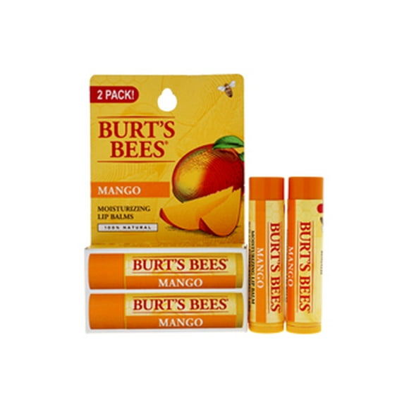Burt's Bees 100% Natural Moisturizing Lip Balm, Mango Beeswax & Fruit Extracts - 2 Tubes