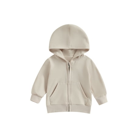

Toddler Boys Girls Hoodies Jacket Solid Color Zip Up Kids Coat