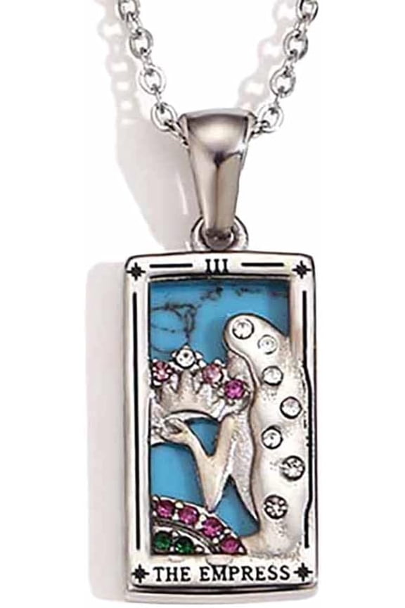Gold Plated Tarot Card Necklace Vintage Necklace Good Luck Amulet Tarot Pendant Necklace for Women Men[g6511]