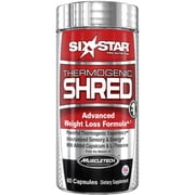 Six Star Thermogenic Shred Increased Energy Weight Loss Supplement, Capsules, 60 Ct