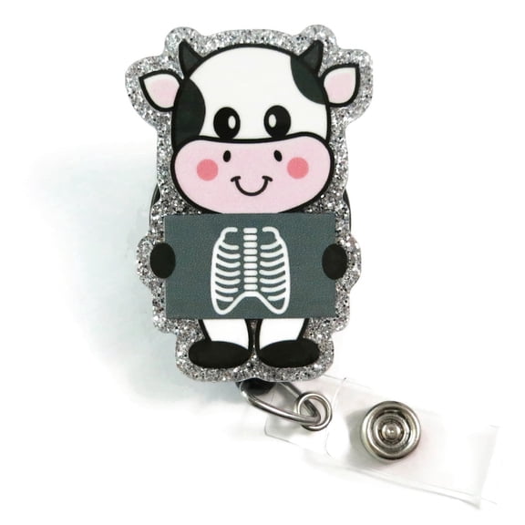 Cow X-Ray Badge Reel, Cute Rad Tech ID Holder, Radiology Gift, Xray Tech Badge Clip