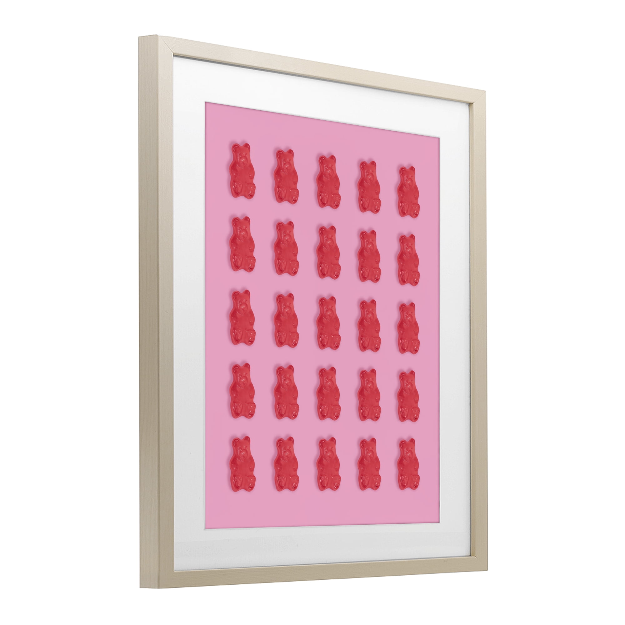 Stupell Industries Red Gummy Bears on Pink Birch Framed Print Under Glass, design by LISH Creative