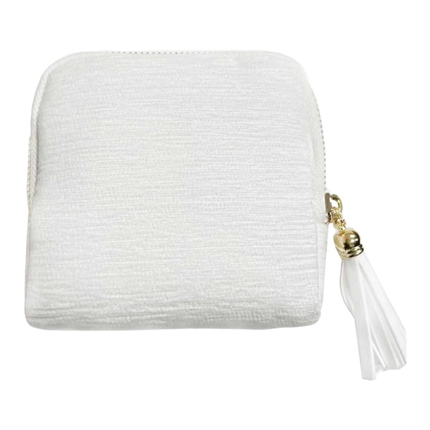 Estuche organizador de joyas de viaje pequeño, bolsa de almacenamiento para anillos, collares, elegante estuche de transporte. Blanco como la leche