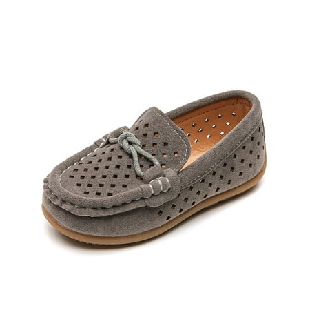 

Audeban Children Cassie Slip On Moccasins Uniform Soft Dress Shoe Party Suede Upper Hollow Out Round Toe Flats Slippers Boat Shoes Loafers