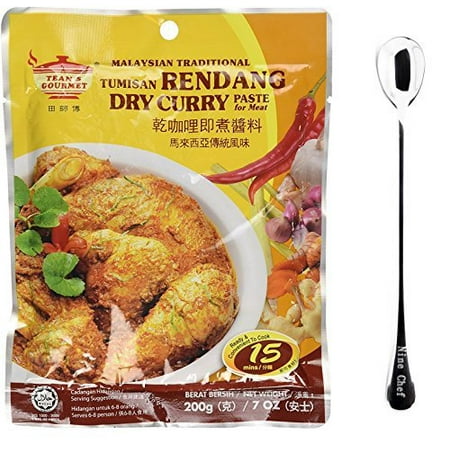 Teans Gourmet Malaysian Traditional Cuisine Tumisan Rendang Dry Curry Paste for Meat (3 Pack) + One NineChef (Best Meat For Curry)