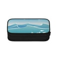 thumbnail image 2 of TEQUAN Large Capacity Pencil Case, Blue Waves Ocean Fish Bird Pattern Pencil Pouch 2 Compartments Pencil Bag (Black), 2 of 7