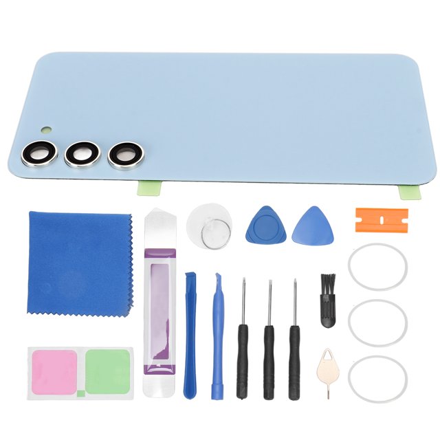 Kit de cubierta trasera de cristal para teléfono móvil con placa de presión para Samsung Galaxy S23 Plus, color azul