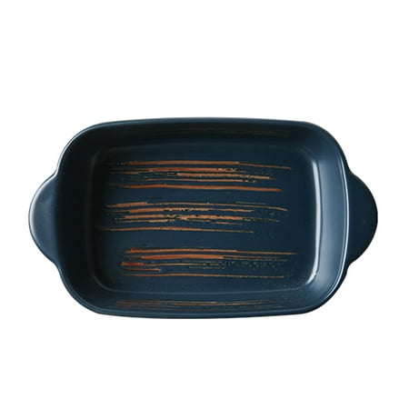 

Qeeadeea Rectangular Lasagne Pan With Handle Ceramic Bakeware Pan Porcelain Baking Dish Oven Proof-blue-24oz 700ml
