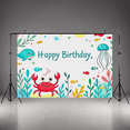 thumbnail image 5 of Under the Sea Themed Happy Birthday Background Banner Party Decoration Supplies Photography Props Birthday Party Backdrop Decorations for Kids Celebration Event Photo Booth Setup, 5 of 7