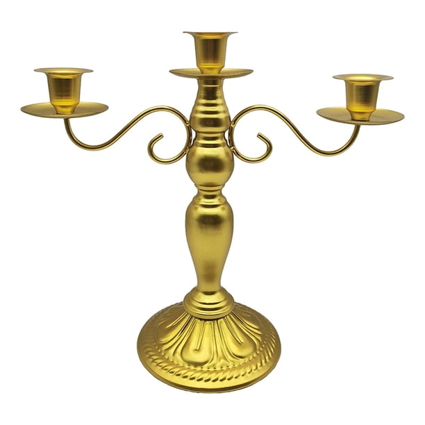 Candelabro decorativo de 3 brazos para decoración del hogar, candelabro para decoración de mesa de sala de estar y cena Oro