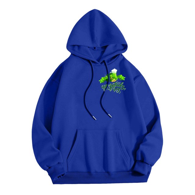 Wyzesi Sweatshirts à Capuche pour Hommes Maxi Automne et Hiver Mode Décontractée Imprimé Stpatrick Manches Longues