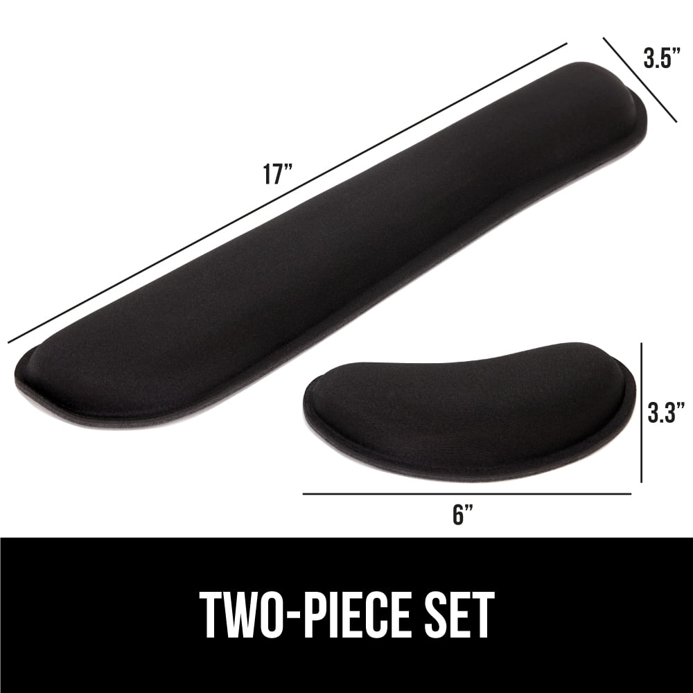 Gorilla Grip Gel Memory Foam Wrist Rest for Computer Keyboard, Mouse, Ergonomic Design, Desk Pads, 2 Piece Set, Black
