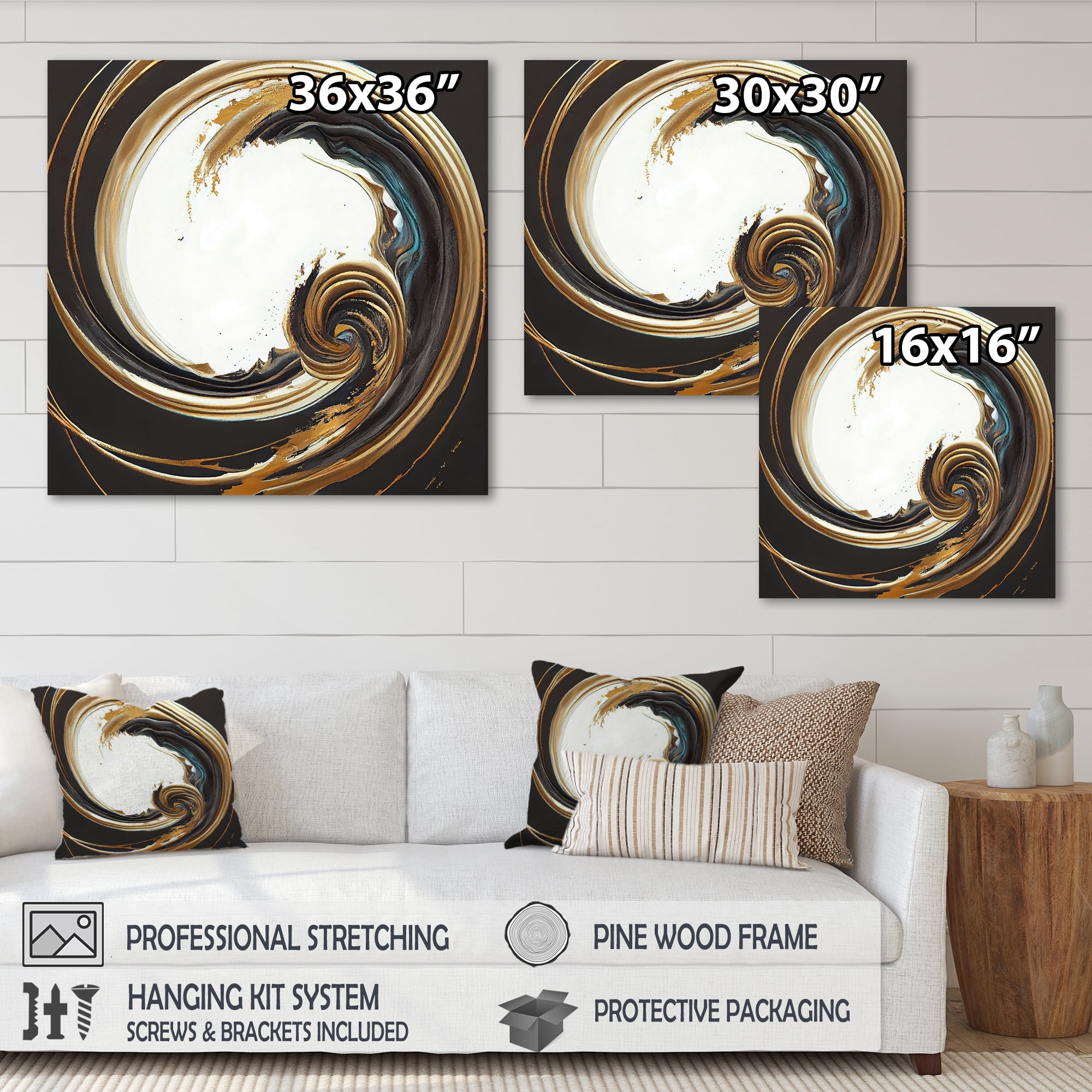 Designart Gold Glamour Circle 1 III Canvas Wall Art