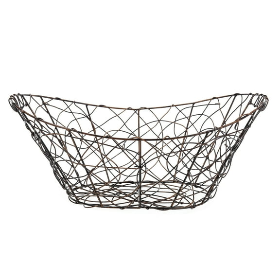 Mainstays Decorative Oval Bronze Wire Basket with Cutout Handles. 15.94” L x 11.42” W x 6.69” H