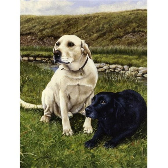 Yellow & Black Labradors Flag Garden Size