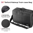 thumbnail image 2 of Byootique 16" 1200D Portable Travel Makeup Bag Cosmetic Artist Train Travel Case Organizer w/ Dividers & Strap Black, 2 of 12