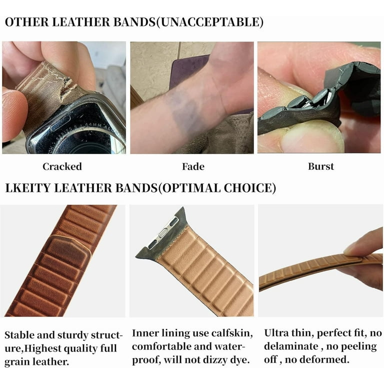 Magnetic Leather Bands Compatible with Apple Watch Band 49mm 45mm