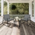 thumbnail image 2 of Moasis  3 Piece Rocking Patio Furniture Bistro Set with Chairs and Glass Table Grey, 2 of 4