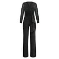 thumbnail image 3 of Plus Size Jumpsuit For Women V Neck Solid Color Long Sleeve Jumpsuit With Wide Legs For Autumn And Winter Pants Rompers for Women Harem Jumpsuit for Women plus Size Pant Romper Petite Jumpsuit Ruffle, 3 of 4