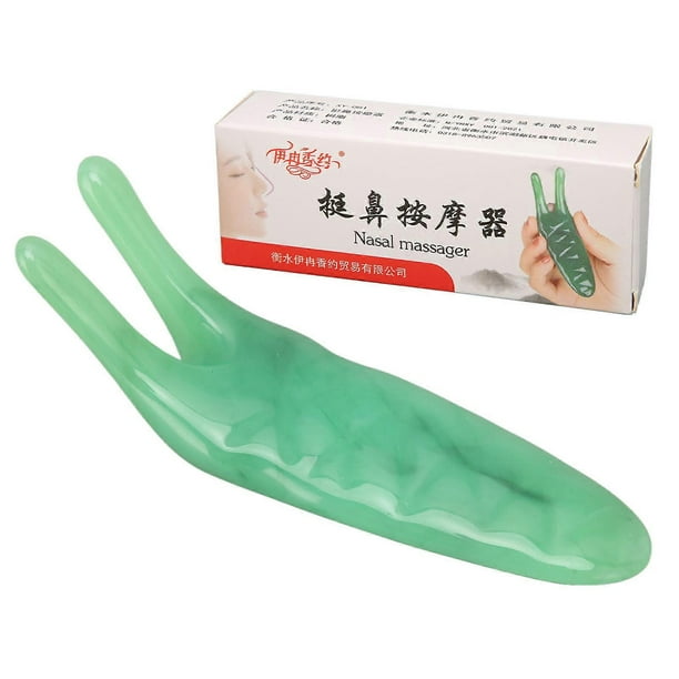 Outil de massage facial Gua Sha, coins arrondis, grattage étroit du nez, outil de massage pour femme, vert