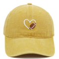 thumbnail image 2 of Women Baseball Cap Washed Unisex Baseball Cap Embroidered Heart Football Design Adjustable Low Profile Sports Sun Hat, 2 of 3