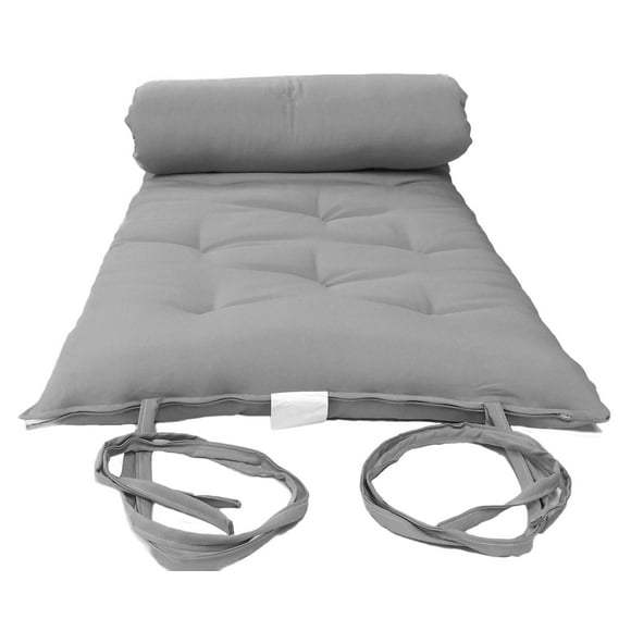 D&D Futon Furniture Traditional Japanese Floor Rolling Futon Mattress, Foldable Bed (Gray, 3 x 54 x 80 (in) Full Size)