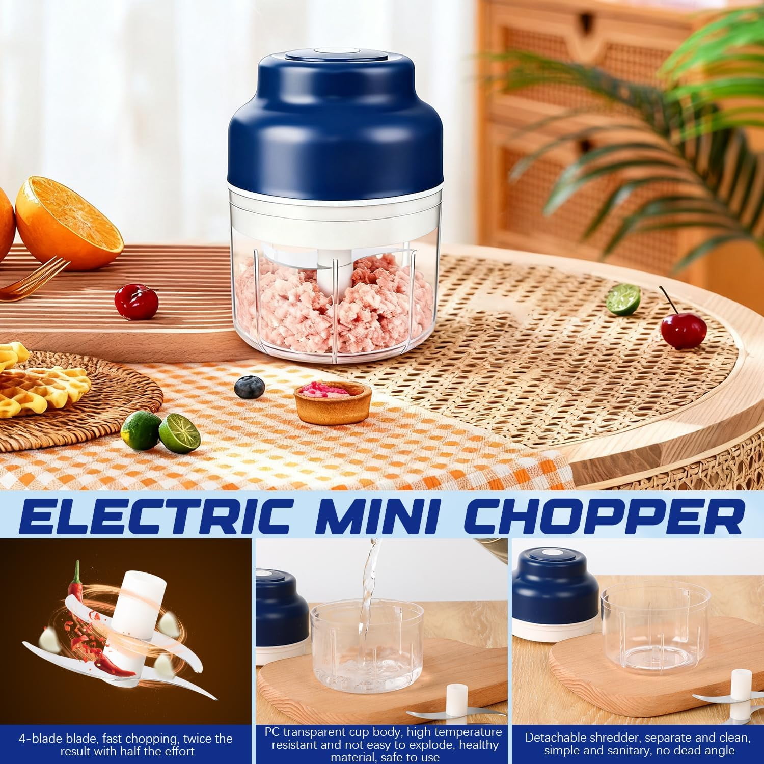 2026 New Household Electric Garlic Crusher | Mini Portable USB Charging Wireless Food Processor for Chopping Veggies, Onion & Ginger