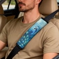 thumbnail image 4 of Xoenoiee Blue Peacock Print Car Front Seat Covers Set of 5, Car Accessories for Men Women, PU Leather Bucket Seat Covers with Seatbelt Covers Armrest Pad Universal Fit Most Truck SUV Vans, 4 of 7