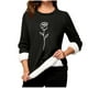 thumbnail image 2 of Heisall Womens Base Layer Shirts Autumn Winter Floral Print Round Neck Long Sleeve Thickened Fleece Teddy Shearling Warm Fitted Thermal Tops for Daily Cold Weather Wear, 2 of 3