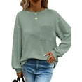 thumbnail image 6 of TEMOFON Womens Tops Long Sleeve Crewneck Waffle Knit Shirts Business Casual Blouses Basic Shirts for Womens Clothes Sweatshirts with Pocket Pullover Fall Tops, 6 of 10