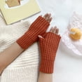 thumbnail image 1 of Women Autumn And Winter Solid Color Multicolor Twist Knitted Wool Half Gloves, 1 of 3