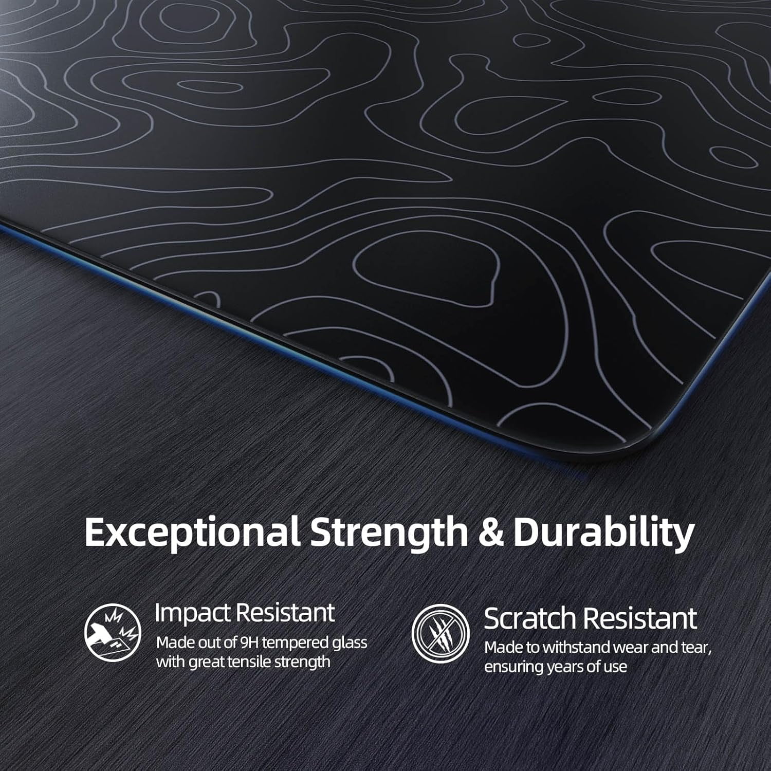 ATTACK SHARK CM05 Tempered Glass Gaming Mouse Pad,Ultra-Smooth Surface, 9H Tempered Glass, Impact & Scratch Resistant, Low Surface Friction, Non-Slip Mouse Mat(450mm x 400mm)