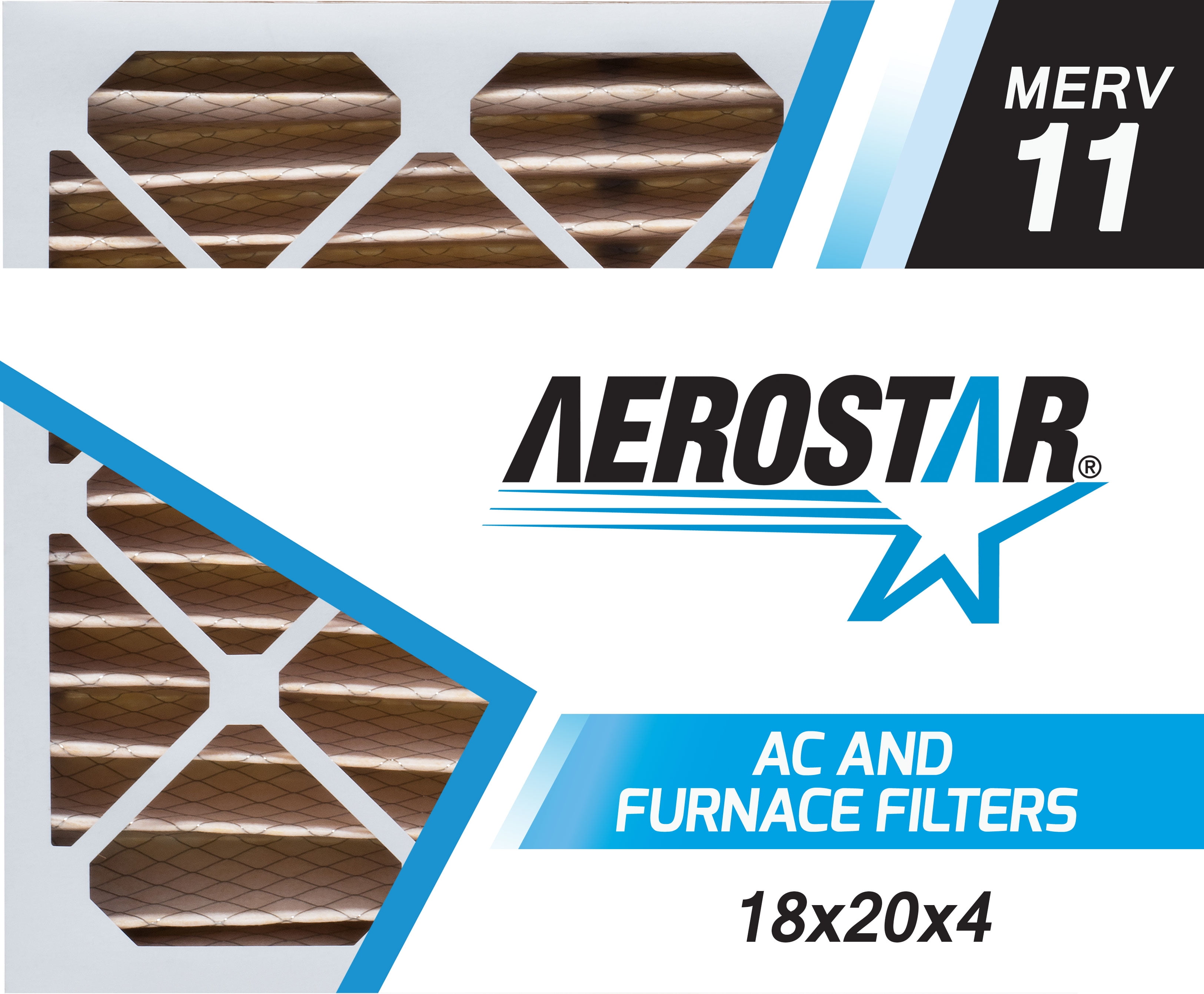 Aerostar 20x25x4 MERV 11 Air Filter 2-Pack - Electrostatic HVAC Filter For Allergens & Dust