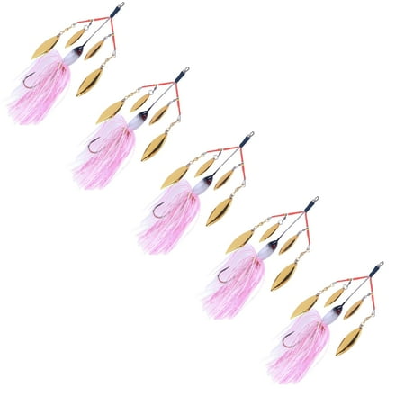 Spinnerbaits Fishing Lures 4 Willow Leaf Blades Artificial Bass Lure 0.8oz Wobblers with Silicone Skirt Sequin Jig Bait for Trout Walleye Crappie Pike Outdoor Leisure Activity Accessories