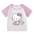 thumbnail image 3 of Hello Kitty-Camiseta de manga corta para niña, pantalones cortos deportivos informales, traje superior transpirable de algodón de dos piezas, novedad de verano, dibujos animados, 3 of 5