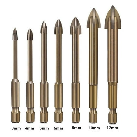 

Mduoduo 7 Pcs Efficient Universal Drilling Tool Multifunctional Cross Alloy Drill Bit Tip